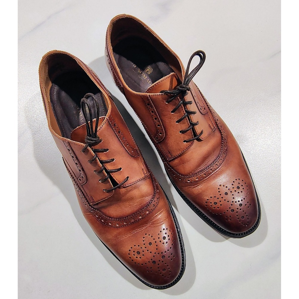 Bruno Magli Shoes Wingtip Brogue 10 M Brown Leather Lace Up Mens  Made In  ITALY
